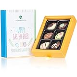 Happy Easter 6 Eggs - Osterei-Pralinen - 6 gefüllte Schoko-Ostereier | Ostergeschenk | Ostern Schokolade | Schokoladeneier | Osterpralinen | Ostergeschenke für erwachsene | Frauen | Männer