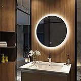Meykoers LED Badspiegel Beleuchtung Runder Badezimmerspiegel 80cm im Durchmesser Wandspiegel mit Touch-Schalter und Warmweiß / kaltweiß / natürliches Licht 3000-6500K Energie sparen IP44