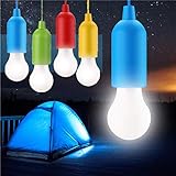 4 STÜCKE Pull Light Lampe Tragbare LED Campinglampe, Mobile Leuchte Pull-Cord Hängende Licht Ideal für Party Garten Camping Wandern BBQ Zelt Dachboden Kleiderschrank Dekoration