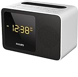 Philips Radiowecker AJT5300W/12 Uhrenradio (Bluetooth, Digitaler UKW-Tuner, Sleep-Timer, 3,5 mm-Audioeingang, USB-Aufladestation) Weiß/Schwarz