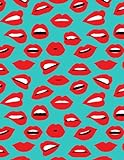 Kiss Emoji Notebook: Red Lips With Blue Background Pattern Journal/Diary 8.5x11 - 110 Pages. Perfect For School or Work. (Version #11)