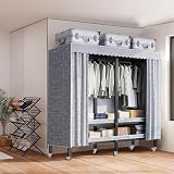 HYUFEIAO Robuster Kleiderständer auf Rollen mit Abdeckung – mobiler Kleiderschrank aus Metall, Breite 52 cm, max. 900 kg, tragbarer freistehender Kleiderschrank, Faltb