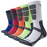 KEECOW Socken Herren 43-46 5 paar Wandersocken Trekkingsocken für Herren Atmungsaktiv Sportsocken Hochleistung (1 x Grün, 1 x Blau, 1 x Orange, 1 x Rot, 1 x Weiß) 43-46