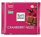 Ritter Sport Cranberry Nuss, leckere Vollmilch mit fruchtigen Cranberries und knackigen Haselnuss-chen, Schokolade