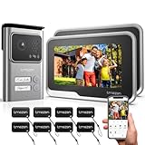 TMEZON WLAN 2-Familien Video Türsprechanlage mit 7''IP Touchscreen, 1080P Türklingel mit Kamera,Gegensprechanlage mit Türöffner,APP/Swipe Card Unlock,Bewegungsmeldung,2-Draht Technik