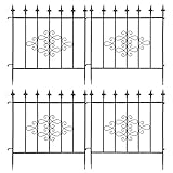 Ejoyous 4 Stück Gartenzaun Metall, 63 x 65 cm Zaunelementen Gartenzäune Dekorative Zaun Rankgitter Gartengitter Rankhilfe für Garten für Yard Blumenwege Straßenränder Rasen