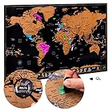 Weltkarte zum Rubbeln | detaillierte rubbel weltkarte zum freirubbeln mit allen US Staaten | Landkarte zum rubbeln und Zubehör-Kit & Geschenk-Tube
