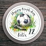 Tortenaufleger Geburtstag Fußball #4 Name & Zahl (20cm)
