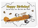 65 - Geburtstags Flieger - Midi-Grußkarte von Sheepworld