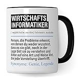 Tasse Wirtschaftsinformatiker lustig, Wirtschaftsinformatiker Geschenk Beruf, Spruch Kaffeebecher Wirtschaft Informatiker Geschenkidee, Beruf IT Business Kaffee-Tasse Teetasse Becher