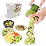 JHCtech Hand-Spiralschneider, 4-in-1 verstellbarer Spiralschneider, robuster Gemüse-Spiralschneider, Pasta-Spaghetti-Maker für Karotten, Obst, Gurken, Kartoffeln, Kürbis, Zucchini, Nudeln