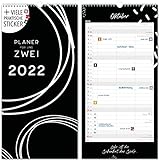 Planer für Zwei 2022 Kalender 3 Spalten 2022 Wandkalender für Paare 16 x 32,5cm Partnerkalender für Paare 2022 Schwarz-Weiss Paarplaner 2022 Jan-Dez22 Kalender Sticker Tasche - Spielefabrik Berlin
