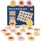 Herefun Memory Spiel, Kinderspiel Merkspiel, Holzspielzeug, Gemischtes Doppel Memory, Spieleklassiker für Jung und Alt (Frucht)