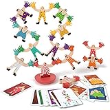 TOP BRIGHT Zirkus-Akrobaten - Holzstapel-Spiel für Kinder ab 3 Jahren - Stapelspielzeug aus Holz mit Silikonhänden - Lustiges Begeisterndes Stapelspiel mit Aufgaben-Karten - Kreatives Stapelspiel