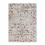 hochwertiger Designer Teppich Antea — Moderne Kurzflor Teppiche — Zimmerteppich im Vintage Design — (160x230cm, Blumen rot)