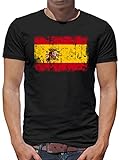 TShirt-People Spanien Vintage Flagge Fahne T-Shirt Herren L Schwarz