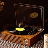 Vinyl Plattenspieler Altmodischer Retro-Multifunktions-Plattenspieler/Eingebauter Bluetooth-Lautsprecher, 3-Gang-Riemenantrieb Schallplatten Spieler (Farbe : A, Size : 13.4x11x5.5in(34x28x14cm))