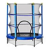 HOMCOM Kindertrampolin Ø 1,40 × 1,60H m Sicherheitsnetz Reißverschlusstür Federabdeckung 6 gepolsterte Pfosten Inklusive B