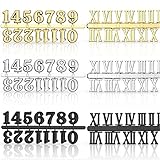 6 Stücke Uhrenziffer Kit mit Arabischer und Römischer Nummer in Schwarz Silber Gold DIY Digital Uhren Nummern für Design Ersatz Reparatur Uhren Zubehör
