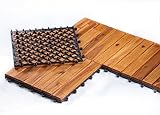 BURI 1m² Holzfliesen Terrassenfliesen Fliesen Holz Mosaik 30x30 cm - Balkonfliesen wetterfest aus Akazienholz mit Stecksystem Akazie Klicksystem für Terrasse Balkon 11 Stück