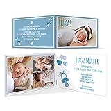 Geburtskarten (30 Stück) - Schnuller - Geburt Babykarten Mädchen Jungen Foto Karten in Blau