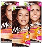 Garnier Tönung Movida Pflege-Creme / Intensiv-Tönung Haarfarbe 30 Mahagoni (für leuchtende Farben, auch für graues Haar, ohne Ammoniak) 3er Pack Haarcoloration-Set