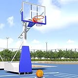 Outdoor Basketballkorb Ständer für Erwachsene Jugend Kinder Wetterbeständiges Basketballanlage-System 1.4m-3.05m Höhenverstellbar mit Rädern,Rückwand(Size:120x80cm)