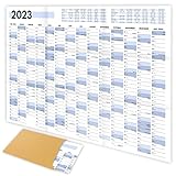 XXL Wandkalender 2023 groß (90x60cm) - Jahresplaner 2023 quer als Kalender für die Wand - Jahreskalender für 14 Monate mit Ferienübersicht - Kalender gefalzt für das Büro