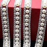 UTHTY 1 Yard Crystal Pearl Strass Cup Kette, for Hochzeitskleid Dekoration Strass,Silber (Color : Silver)