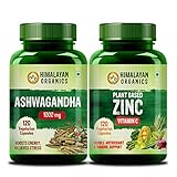 HIMALAYAN ORGANICS Ashwagandha 1000 mg & pflanzliches Zink mit Vitamin C | Steigern Sie die Energie und die körperliche Immunität – 120 vegetarische Kapseln