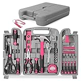Hi-Spec 56-teiliges DIY Werkzeugset in Pink für Haus und Garage. Einfache Reparaturen mit allgemeinen Werkzeug für den Haushalt. Komplett in einem Werkzeugkoffer