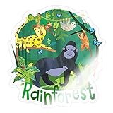 Spreadshirt Hello World Regenwald Tiere Sticker, One Size, Transparent glänzend