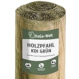 HaGa Holzpfahl - 5cmØ | 125cm Höhe | 10 STK. - Rundholz Pfahl aus Kiefer für Zaun - Weidezaunpfähle - Zaunelemente für Holzzaun, Hundezaun, Weidezaun, G