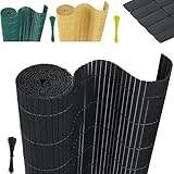 XMTECH PVC Sichtschutzmatte Sichtschutzzaun Wetterfest 80 * 600cm Anthrazit Sichtschutz Zaun PVC Zaun Windschutz für Garten, Balkon & T