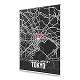 Individuelle Wand Deko mit Karten Look | Maps UV Druck auf Acrylglas mit Stadtkarte & Text | Einzigartige Wanddeko von London Berlin Tokyo Amsterdam uvm (Tokyo schwarz)