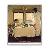 Norman rockwell Poster Berühmte Gemälde'Junge im Speisewagen' Reproduktions Drucke auf Leinwand. Leinwand Wandkunst für das Wohnzimmer Wohnkultur Bilder 50x60cm(20x24in)rahmenlos