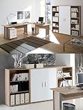 moebel-dich-auf Arbeitszimmer mit Winkelschreibtisch komplett Set Office Line mit Highboard in Eiche Sonoma/Weiß