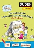 Duden Leseprofi – Der extradicke 3-Minuten-Leserätsel-Block für Erstleser: 80 knifflige Aufgaben – zuhause lernen (Rätselblock Lesen lernen 1. Klasse, Band 11)