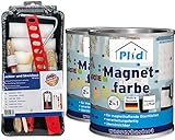 plid® Premium Magnetfarbe Magnet Magnetlack Magnetwand haftstark Wandfarbe magnetisch überstreichbar Anthrazitgrau 1,5l - Anstreichset