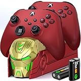 Akku für Xbox One Controller, Xbox Controller Ladestation mit 2 Stück Großer Kapazität 2550mAh Wiederaufladbar Akku für Xbox Series X/S/Xbox One/Xbox One S/X/Elite Controller(Rot und Gelb)