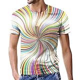 Zhiyao Herren T-Shirt 3D T-Shirt Lustige Druck Sommer Oberteile Slim Fit Lässige Graphics Tees Rundhals Ausschnitt T-Shirt für Männer M Gelb
