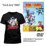 Tom & Jerry - Ihre größten Jagdszenen Vol. 1-5 DVD + Tom & Jerry T-Shirt Schwarz (Grösse L)