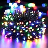 PhilzOps Weihnachtsbaum Lichterkette Bunt, 10M 100 LED Weihnachten Deko Lichterkette Außen Batterie 8 Modi Wasserdicht Außenbeleuchtung für Hochzeit Party Geburtstag Innen Zimmer Garten F