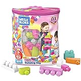 MEGA Bloks DCH62 - Bausteinebeutel, groß 80 Teile, pink, Spielzeug ab 1 Jahr