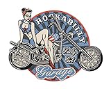 Großer Retro Rockabilly 80er Biker Patch zum Aufbügeln | Vintage Motorrad Kutte Patches, Usa Amerika Rückenaufnäher, Motorradjacke Rückenpatch, Old School Aufnäher für Lederwesten