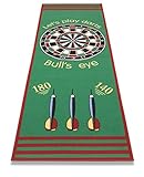 BigDean Dartteppich Bulls-Eye mit offiziellem Spielabstand 79x237cm - Dartmatte rutschfest mit Abwurf-Markierung - Perfekt zum Dart-Turnier Spielen