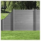 HORI® WPC-Zaun I Sichtschutz-Zaun, Steckzaun, Gartenzaun Komplettset I beidseitig glatt I 1x Schräg + 1x kl. Pfosten I zum Aufschrauben I Zaun: Anthrazit I Pf.: G