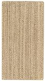 HAMID - Jute Teppich, Granada Teppich 100% Natürliche Jutefaser Handgewebt, Weicher Teppich und Hohe Festigkeit für Wohnzimmer, Esszimmer, Schlafzimmer, Flurteppich - Natürlich (110x60cm)
