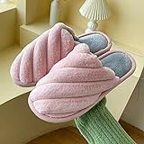 JaMsnc Hausschuhe aus Baumwolle,Winterwarme Baumwollpantoffeln, Paar Hausschuhe,rosa,40-41,Drinnen und Draussen Hausschuhe
