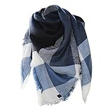 Glamexx24 XXL Schal Kuschelige, warme und wunderschöne Damen Poncho Schal mit verschiedenen Muster Schal Poncho, Blau, Einheitsgröß